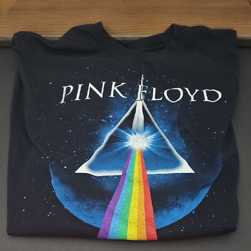 Liquid Blue Black T-Shirt with Rainbow Prism